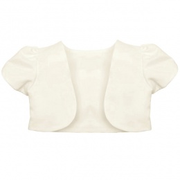 Girls Ivory Satin Short Sleeved Bolero